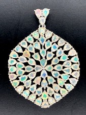 *SCHMUCKJAGD* ANHÄNGER 925/- SILBER RHODINIERT MIT ÄTHIOP. OPAL 