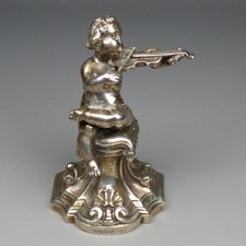 Silber Figur Putto musizierend Putti mit Geige massives 800er Silber Antik