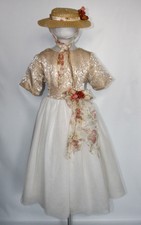 Mädchen Viktorianisches Gentry reichen Edwardian Kostüm Stroh Chania Hut Kostüm 11-13