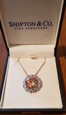 Shipton & Co Citrin und kubischer Zirkonia Silber Anhänger Halskette brandneu im Karton