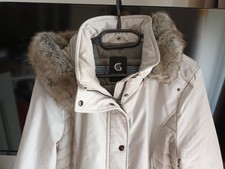 Gil Bret Jacke Mantel Anorak Hellgrau Offwhite Kapuze Webpelz FellKragen Gr. 42 