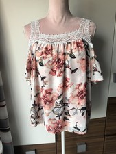 Damen Schulterfrei Kurzarm T-Shirt Oberteil Sommer Lose  Tunika Tops Bluse Gr.M