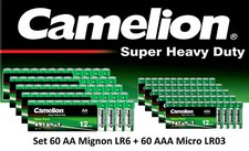 120 Stück Camelion AAA 60 + AA 60 Batterien 1,5V AAA Super Heavy Duty Long Life