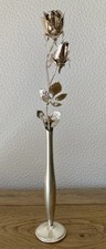 Metallrose Rose Kunstblume Dekorose in silber mit passender Vase
