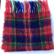 Vintage rot & blau Tartan kariert Mohair Strick großer Schal Stola Schal