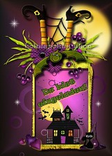 8 Einladungskarten Halloween Geburtstag Party Kinder Mädchen Einladungen Hexe