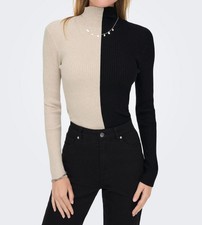 Only Stehkragenpullover 659076 Beige/Schwarz L (40)