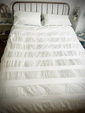 Made.com Mabelle Luxus Seersucker Bettdeckenkissenbezug Set weiß Baumwolle Bettwäsche