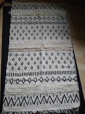 tukan Teppichbrücke mit Fransen, 70x140 cm, Beige Schwarz, Baumwolle NEU