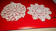 Deckchen - Häkel-Spitzendeckchen, 2er Set , weiß/hell ,Handarbeit, Ø 12cm 