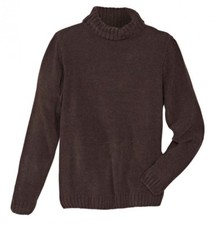 ROLLKRAGEN-PULLOVER braun CHENILLE 44/46 ~ L NEU