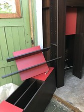 Wohnwand Schrankwand cool modern 2 farbig dunkelbraun rot 2x Beleuchtung TOP + ?