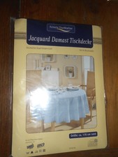 jacquard damast tischdecke baumwolle hellblau 170cm rund ovp 60 grad waschbar