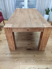 Esstisch Massivholz 200 x 100 Gebraucht mit 4 Rattan Stühlen 