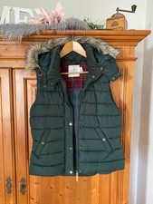 H&M L.O.G.G.  Damen Stepp-Weste Gr. 42 grün mit Fell Kapuze