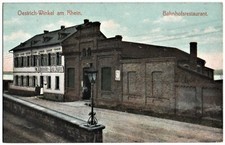 alte Ak Oestrich-Winkel, Bahnhofsrestaurant, unglaufen