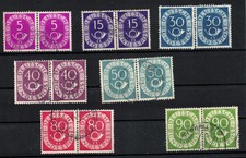 BUND 1951 POSTHORN GESTEMPELT oo 7 WAAGERECHTE PAARE M€ 1.615,-