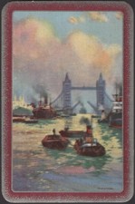 Spielkarten Single Karte alt VINTAGE namens the Pool of London Brücke Mason Kunst