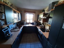 Küche U-Form mit Herd und Spülmaschine Anthrazit