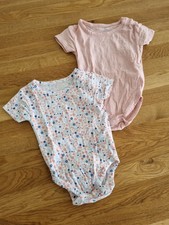 2x Lupilu Pure Collection Baby Body kurz Sommer Gr 62 2 - 4  rose weiß floral 