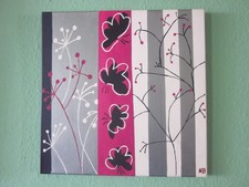 Acrylbild Schmetterling und Blumen abstrakt