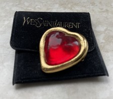 Yves Saint Laurent Brosche rotes Herz NEU Vintage selten