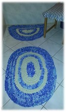 UPCYCLING, ausgefallene Badezimmer-Teppich-Garnitur, Matte und Duschvorlage