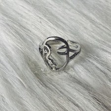 Ringe Ring Abstrakt Gesicht Vintage Silber Schmuck offen verstellbar Mädchen #719