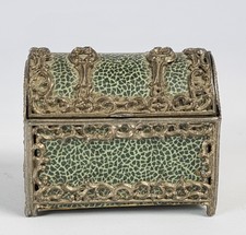 Selten aus dem 18. Jahrhundert? Metall und Karte Fingerhut Etui Box Halter und Messing Fingerhut