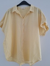 Bluse von H&M, gelb-weiß gestreift, Kurzarm, Gr. 44