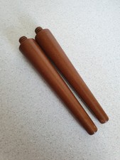 2 Stk Möbelfüße Tischbeine 50er 60er Holz braun Vintage Retro 20 cm