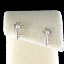 3 Kleeblatt Schlüssel Glück mit Swarovski Kristall Kleeblatt Irisch Ohrringe