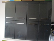 Badmöbel, 2 Hängeschränke, dunkelgrau, glänzend