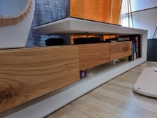 Sideboard Tv-Board ( weiß & nussbraun ) modern Echtholzfurnier