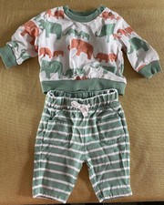 Baby Set, Pusblu (dm), Gr.56, grün, 100% Baumwolle, kaum getragen