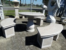 Tischgruppe Granit pink, Sitzgruppe, Sitzgarnitur, Tischset, Tisch und drei Bänk