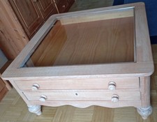 Couchtisch Pinie-Massivholz  95cm x95cm , Höhe 48cm mit 2 Schubladen