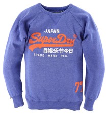 Superdry Sweater Sweat Tracktop Herren Gr.L im Vintage-Stil Blau 134809
