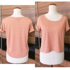 T-Shirt Croptop Hellbraun Lochmuster H&M XS Passt S Vintage Look Zu Highwaist