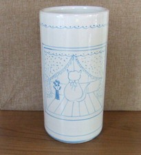 Blumentopf Übertopf Vase aus Porzellan Keramik in weiß blau mit Katzenmotiv XL