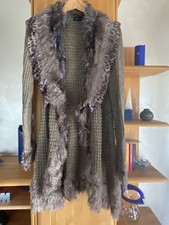 Long-Jacke Weste Strickjacke Gr.M/L 40/42 braunoliv Fell Leo stylisch aufwendig 