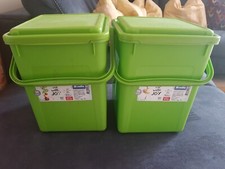 2 Abfalleimer von Rotho mit Deckel und Tragegriff in Limettengrün 