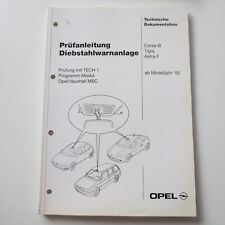 Opel Corsa-B Tigra Astra-F ab '95 Prüfanleitung Diebstahlwarnanlage mit TECH1