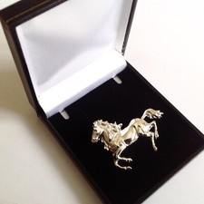 Sterlingsilber groß 45mm Reitpferd Hengst Brosche Pin mit Box