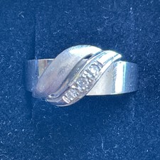 Ring 585er Weißgold, 3 Diamanten, Gr. 57