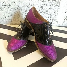 C.Pertula Lederschuhe 39 Budapester Pink Glitzer Lack Handmade Hose Rock Kleid