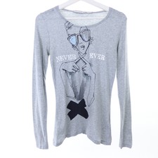 SCHUMACHER Shirt Longsleeve Langarm Print Grau Gr. 1 34 XS 