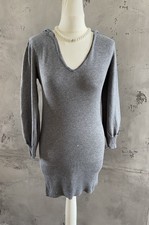 Guess Damenkleid, Long Pullover, Strickpullover, Größe M, Grau, Kapuze