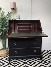 Vintage Hirsch Minstrel Mahagoni Schreiben Schreibtisch Versteck Schreibtisch