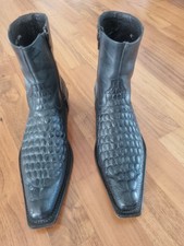 Buffalo Boots Stiefel Gr.41 Mexico Schwarz Echtleder Krokooptik Rahmenvernäht